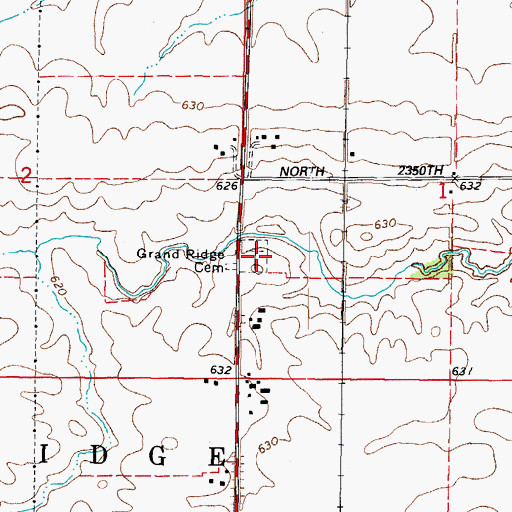 Topographic Map of Grand Ridge Mutual and Poundstone Family Cemetery, IL