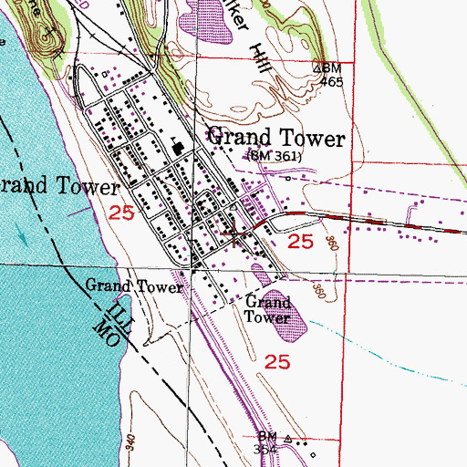 Topographic Map of Grand Tower, IL