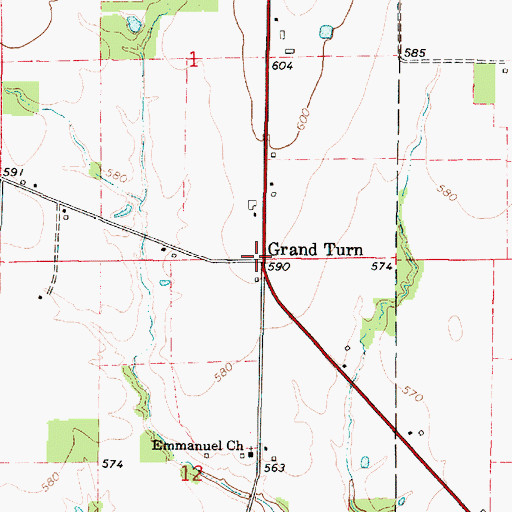 Topographic Map of Grand Turn, IL