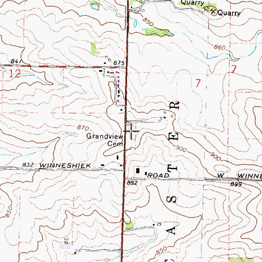 Topographic Map of Grandview Cemetery, IL