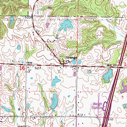 Topographic Map of Grange Church, IL