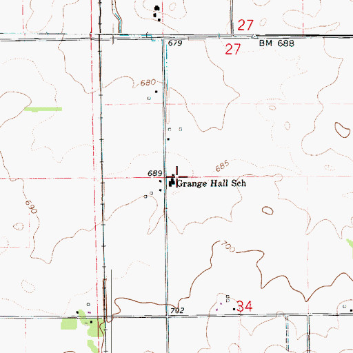 Topographic Map of Grange Hall School, IL