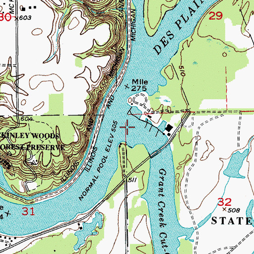 Topographic Map of Grant Creek Cut-Off, IL