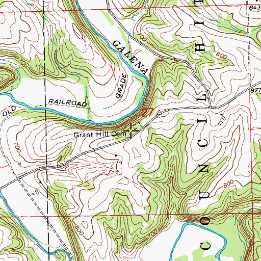 Topographic Map of Grant Hill Cemetery, IL