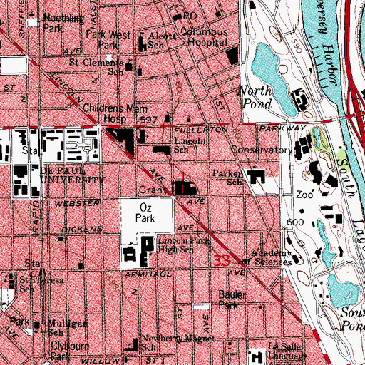 Topographic Map of Grant Hospital, IL