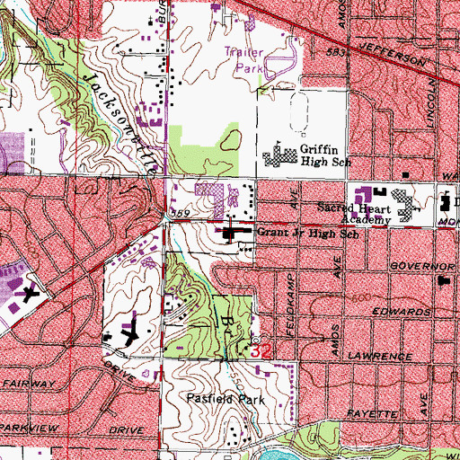 Topographic Map of U S Grant Middle School, IL