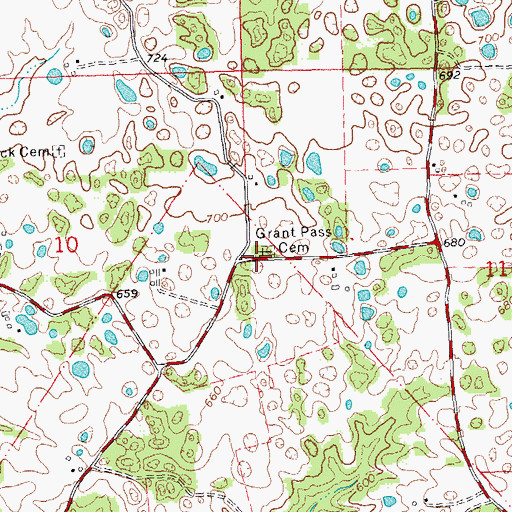 Topographic Map of Grant Pass Cemetery, IL