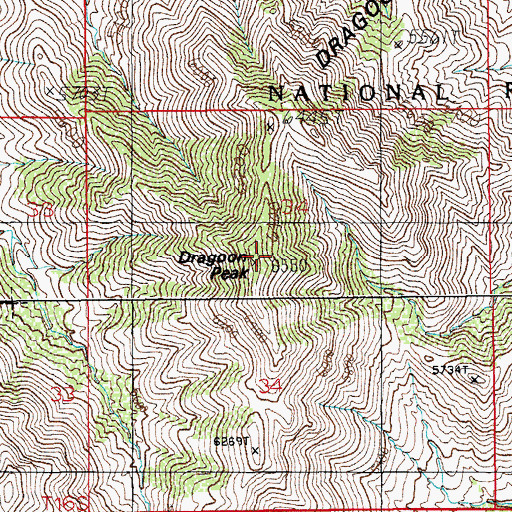 Topographic Map of Dragoon Peak, AZ