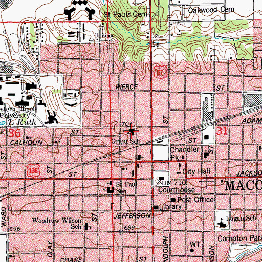 Topographic Map of Grant Elementary School, IL