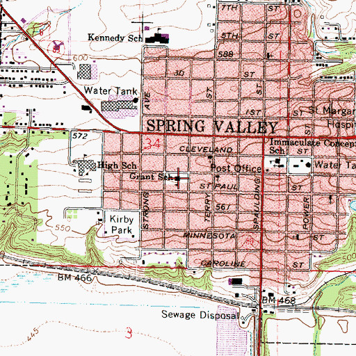 Topographic Map of Grant School, IL