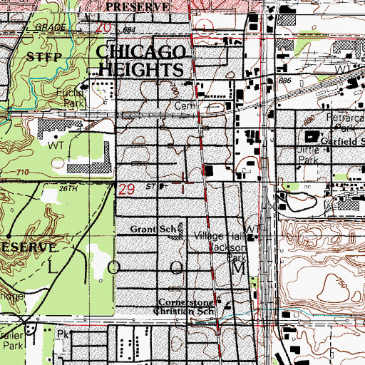Topographic Map of Grant School, IL