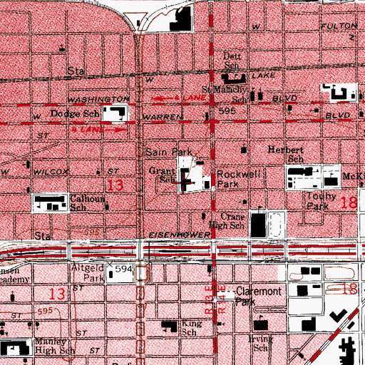 Topographic Map of Grant Elementary School, IL
