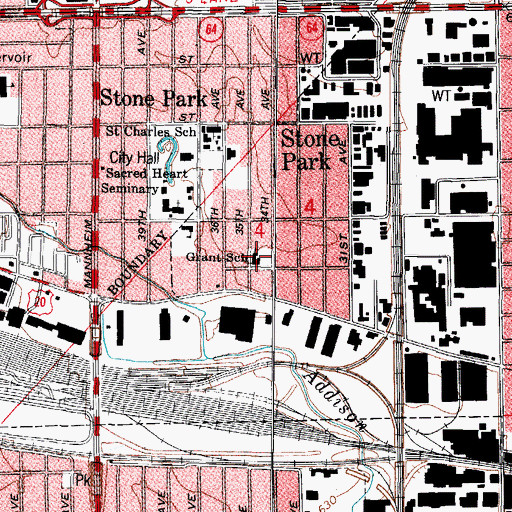 Topographic Map of Grant Elementary School, IL