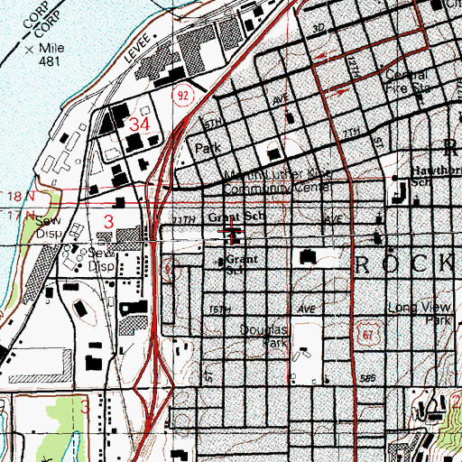Topographic Map of Grant Intensive Basic School, IL