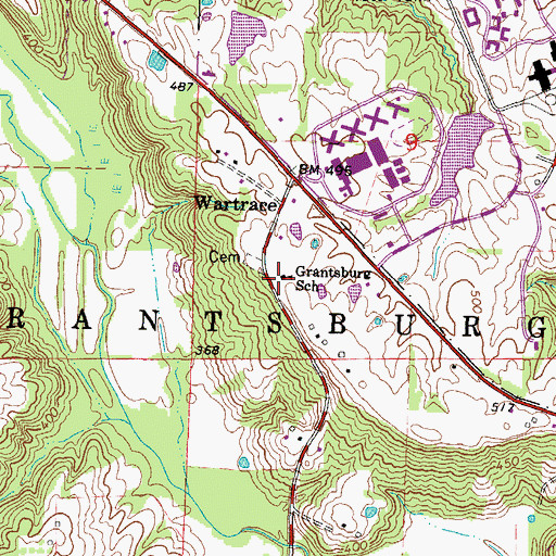 Topographic Map of Grantsburg School, IL