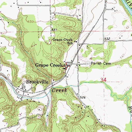 Topographic Map of Grape Creek, IL
