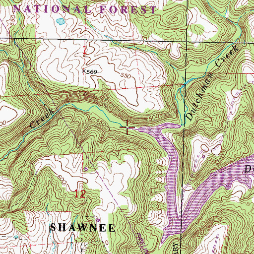 Topographic Map of Grasshoppers Creek, IL