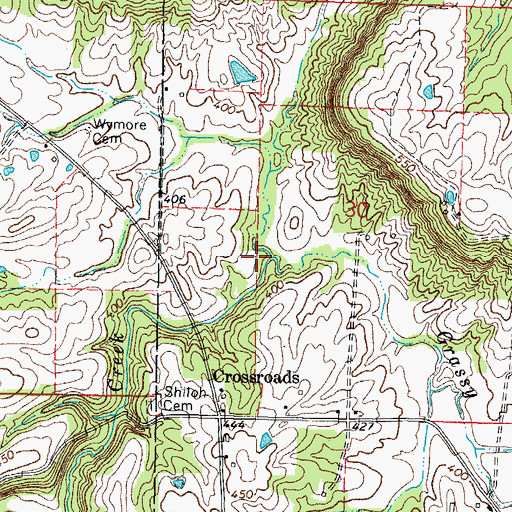 Topographic Map of Grassy Creek, IL
