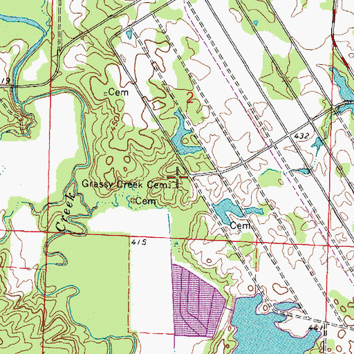 Topographic Map of Grassy Creek Cemetery, IL