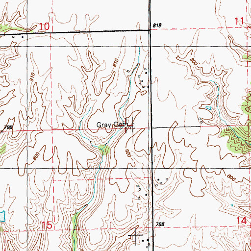 Topographic Map of Gray Cemetery, IL