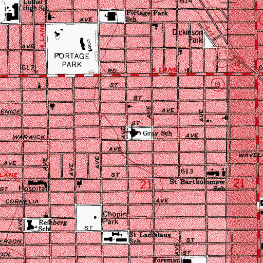 Topographic Map of Gray Elementary School, IL