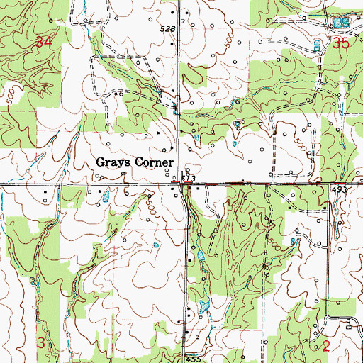 Topographic Map of Grays Corner, IL