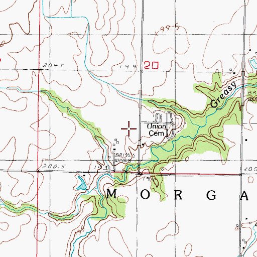 Topographic Map of Greasy Point Church (historical), IL