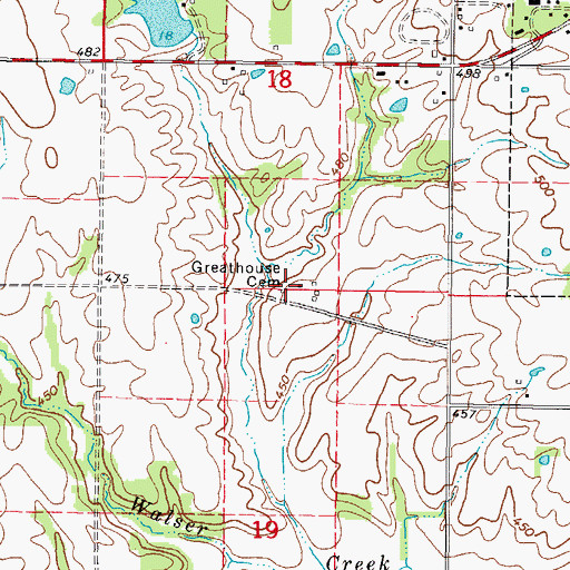 Topographic Map of Greathouse Cemetery, IL