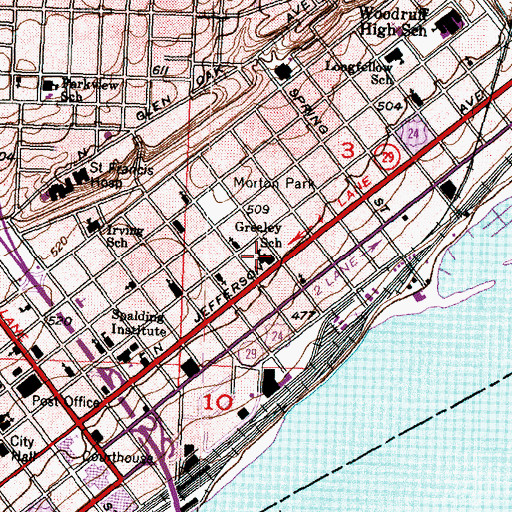Topographic Map of Greeley School, IL