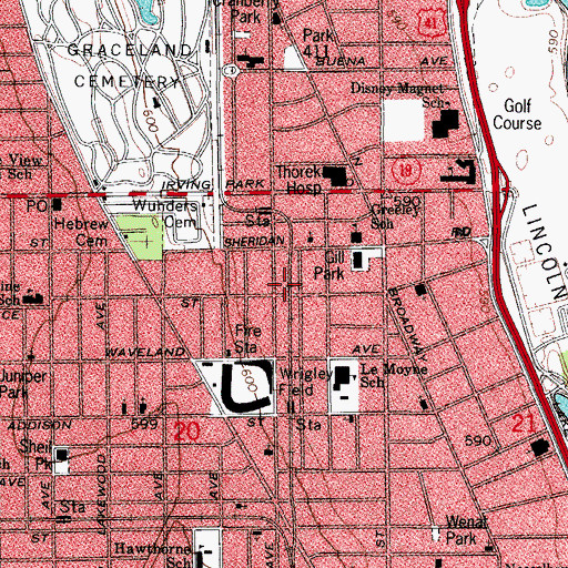 Topographic Map of Greeley Regional Gifted Center, IL