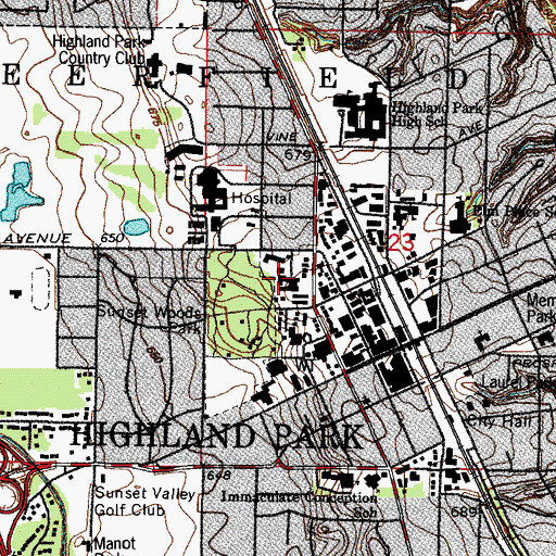 Topographic Map of Green Bay Road School, IL