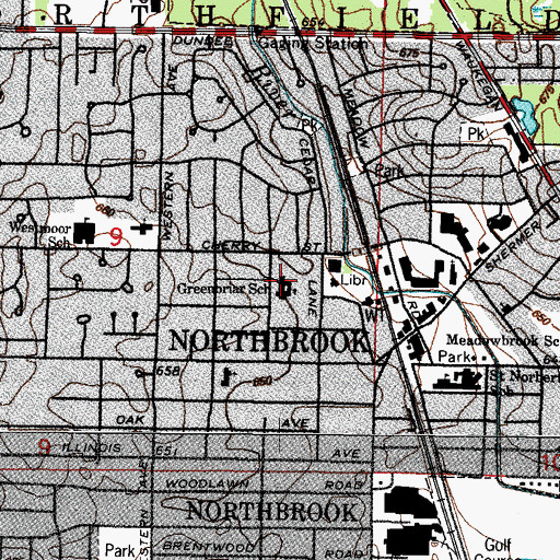 Topographic Map of Greenbriar School, IL