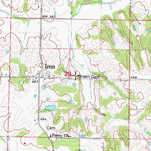 Topographic Map of Green Cemetery, IL