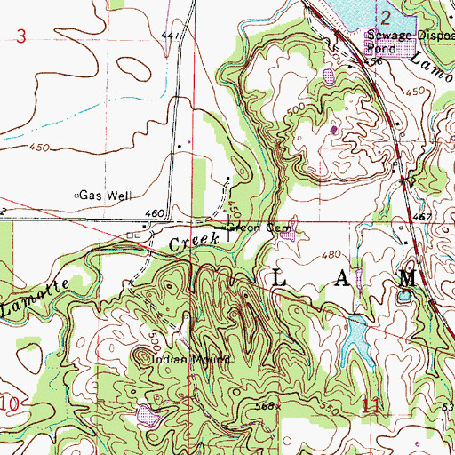 Topographic Map of Green Cemetery, IL