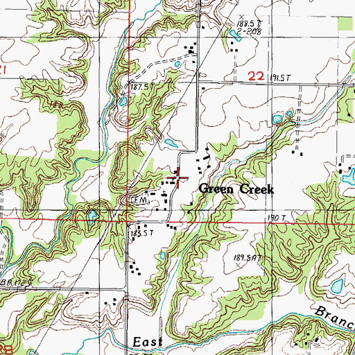 Topographic Map of Green Creek, IL