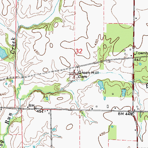 Topographic Map of Green Hill Cemetery, IL