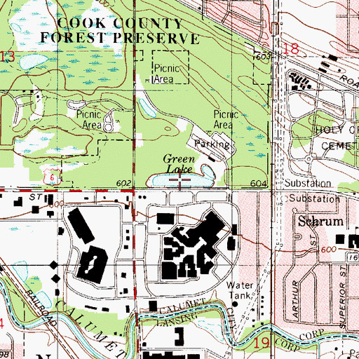 Topographic Map of Green Lake, IL