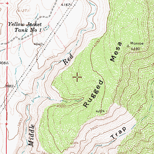 Topographic Map of Rugged Mesa Tank, AZ