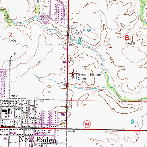 Topographic Map of Green Mount Cemetery, IL