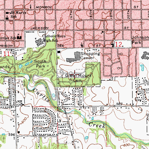Topographic Map of Greenmount Cemetery, IL