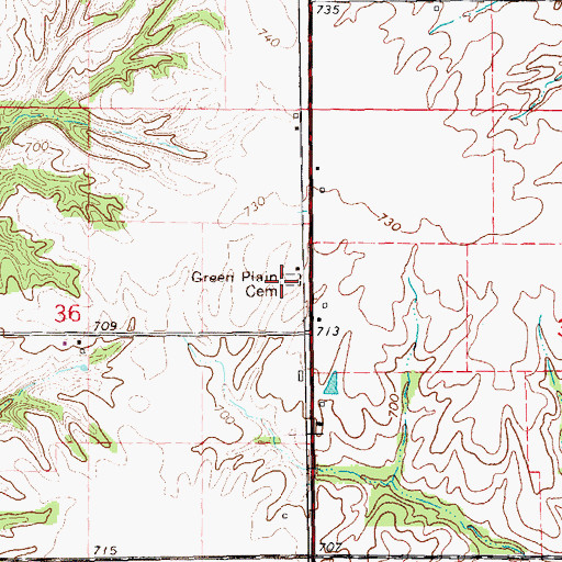 Topographic Map of Green Plains Cemetery, IL