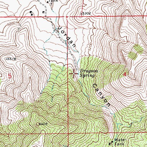 Topographic Map of Dragoon Spring, AZ