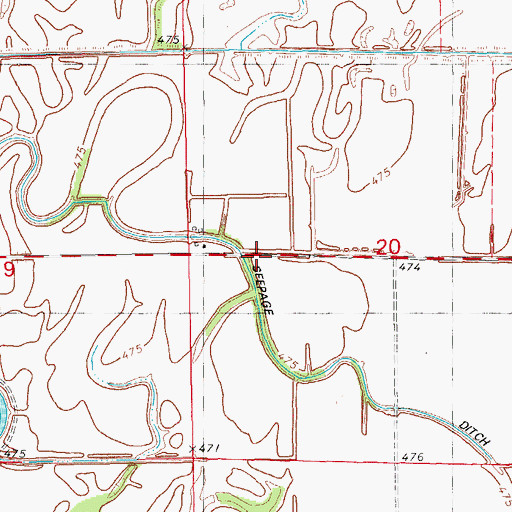 Topographic Map of Green Street School (historical), IL