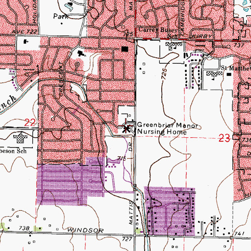 Topographic Map of Greenbriar Manor Nursing Home, IL