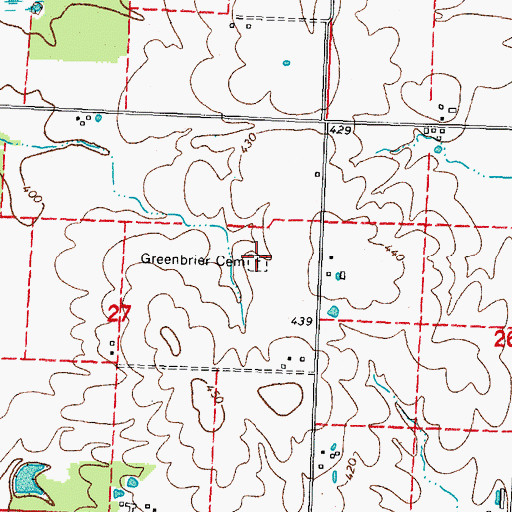 Topographic Map of Greenbrier Cemetery, IL