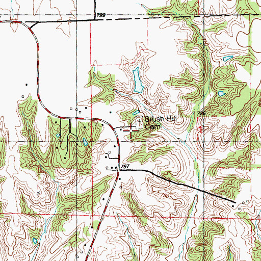 Topographic Map of Brushwood Cemetery, IL
