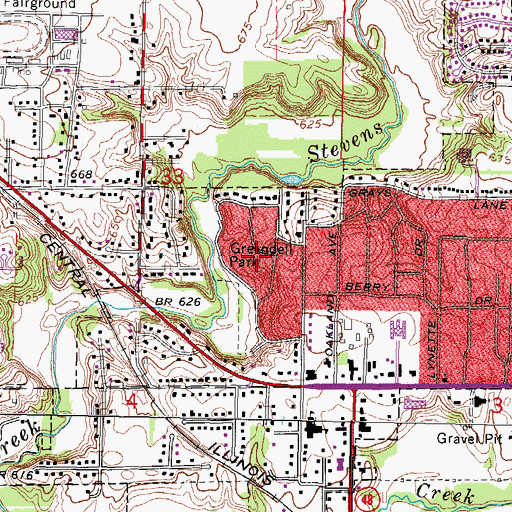 Topographic Map of Greendell Park, IL