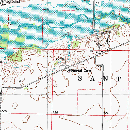 Topographic Map of Greenleaf Cemetery, IL