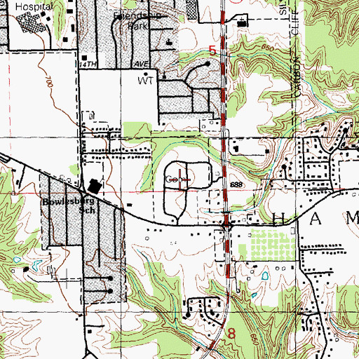 Topographic Map of Greenview Memorial Gardens, IL