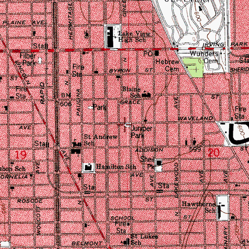 Topographic Map of Greenview Park, IL